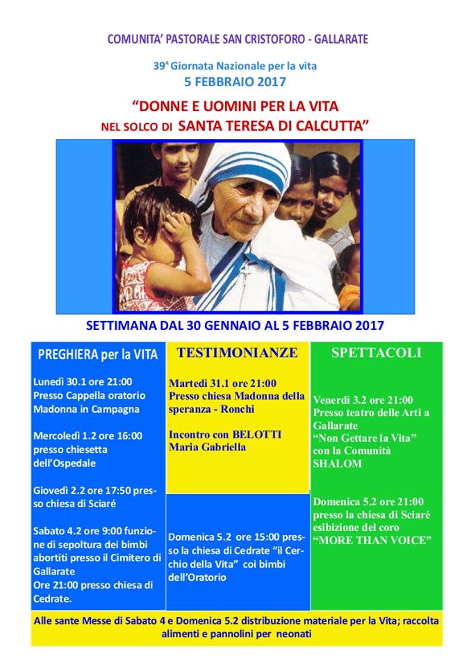 Evento 31 Gennaio 2017 Chiesa Madre della Speranza, frazione di Gallarate Milano